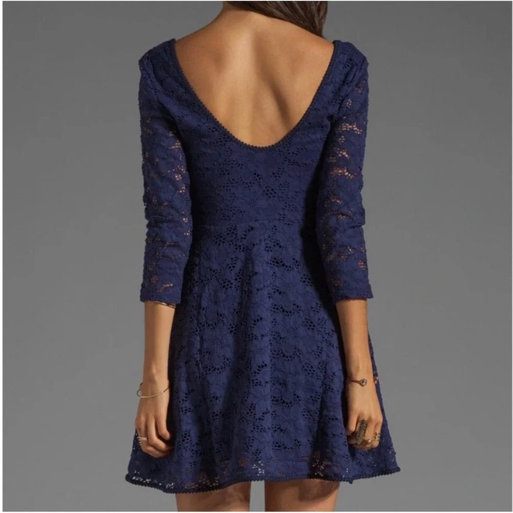 J22 Free People Blue Rose Fit N Flare Garden Lace‎ Mini dress